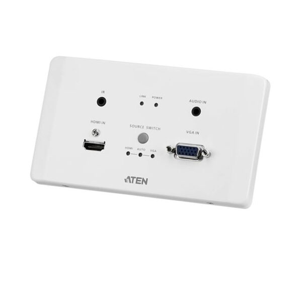 Aten VE2812AEUT HDMI  VGA HDBaseT Transmitter with EU Wall Plate / PoH (4K@100m) (HDBaseT Class A)