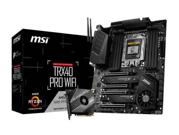 MSI TRX40 PRO WIFI ATX MB TR4 AMD ThreadRipper 2 8xDDR4 5xPCIe 2xM.2 RAID 2xIntel GbE LAN WiIFi BT CF/SLI 13xUSB3.2 4xUSB2.0 8xSATA RGB (LS)