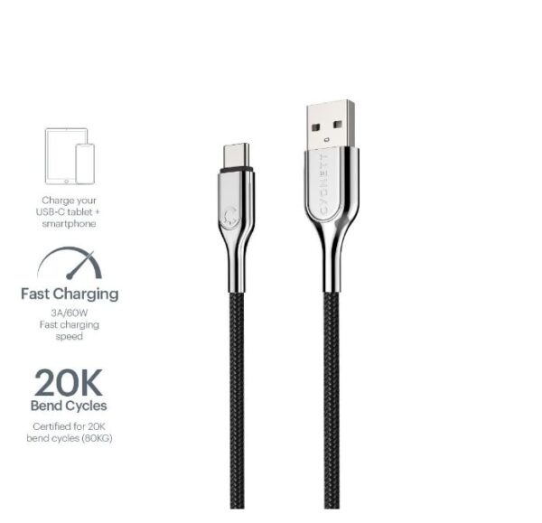 Cygnett AeroShield USB-C to USB-A (USB 2.0) Cable (2M) - Black (CY2682PCUSA)