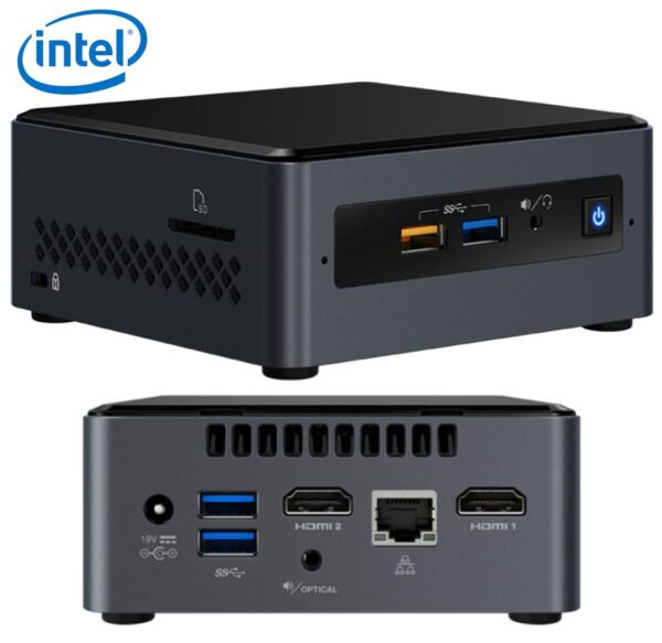 Intel NUC J4005 2.7GHz 2xDDR4 SODIMM 2.5" HDD 2xHDMI 2xDisplays GbE LAN WiFi BT 4xUSB3.0 2xUSB2.0 for Digital Signage POS no AC cord